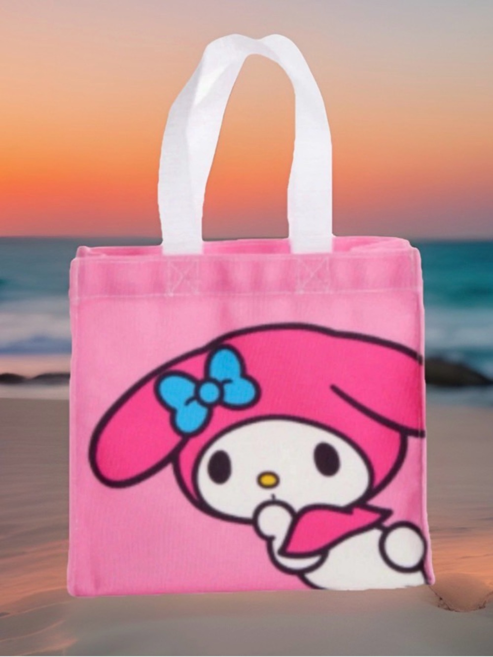 Sanrio My Melody Canvas Mini Tote Bag 7”x7” Bright Pink